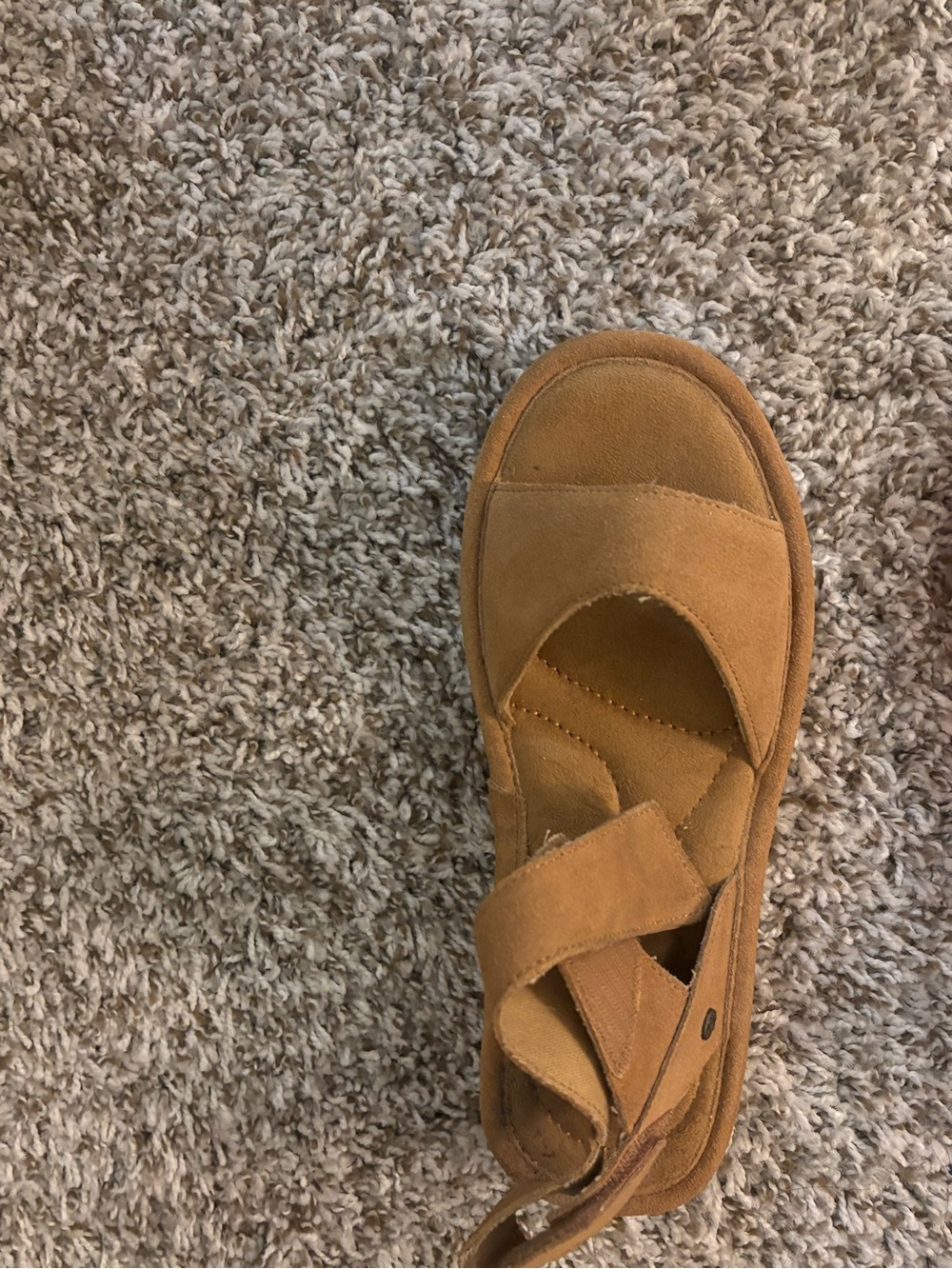BearPaw Women's Tan Suede Adjustable Slide Sandal